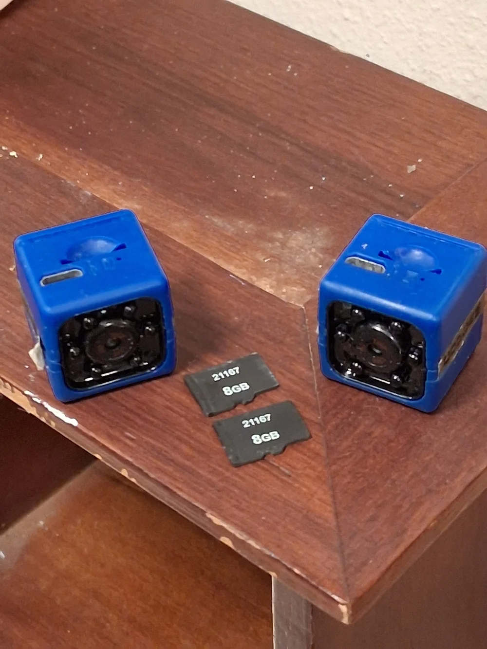 CopCam Compact Blue Mini Cube Cameras with 8GB MicroSD Cards